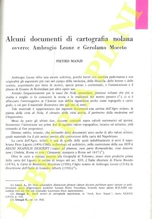 Bild des Verkufers fr Alcuni documenti di cartografia nolana ovvero: Ambrogi Leone e Gerolamo Moceto. zum Verkauf von Libreria Piani