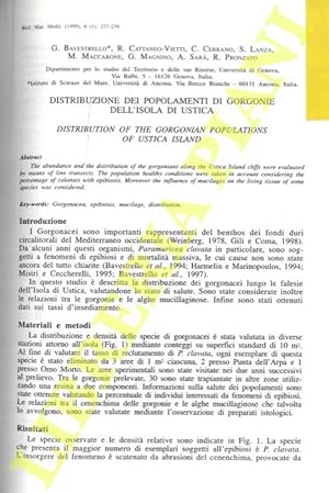 Distribuzione dei popolamenti di gorgonie dell'isola di Ustica.