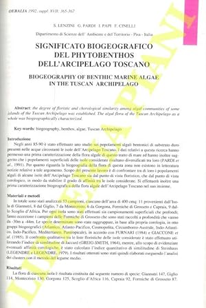 Bild des Verkufers fr Significato biogeografico del phytobenthos dell'Arcipelago Toscano. zum Verkauf von Libreria Piani