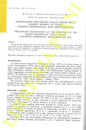 Osservazioni preliminari sulle cernie della Riserva Marina di Ustica (Tirreno meridionale, Mar Me...
