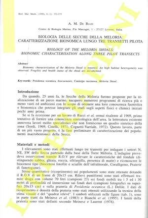 Biologia delle Secche della Meloria: caratterizzazione bionomica lungo tre transetti pilota. Cons...