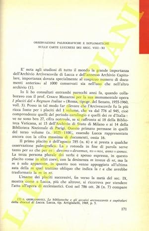 Seller image for Osservazioni paleogeografiche e diplomatiche sulle carte lucchesi dei secc. VIII-XI. for sale by Libreria Piani
