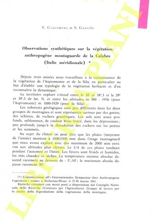 Observations synthétiques sur la végétation anthropogène montagnarde de la Calabre (Italie méridi...