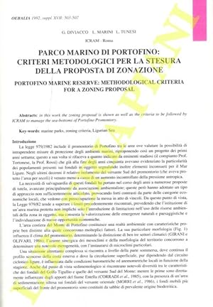 Parco marino di Portofino: criteri metodologici per la stesura della proposta di zonazione.
