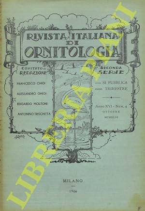 Seller image for Rivista Italiana di Ornitologia. Seconda Serie. 1946 for sale by Libreria Piani