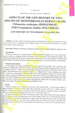 Aspects of the life history of two species of mediterranean hermit crabs: Clibanarius erythropus ...