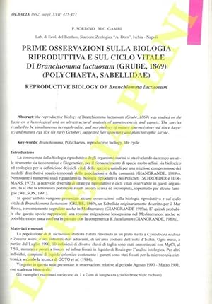 Prime osservazioni sulla biologia riproduttiva e sul ciclo vitale di Branchiomma luctuosum (Grube...