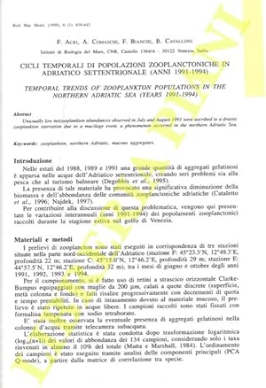 Cicli temporali di popolazioni zooplanctoniche in Adriatico settentrionale (anni 1991-1994).