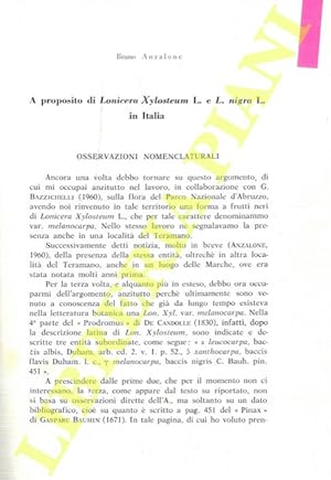 A proposito di Lonicera xylosteum L. e L. nigra L. in Italia.
