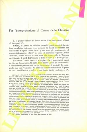 Bild des Verkufers fr Per l'interpretazione di Cenne della Chitarra. zum Verkauf von Libreria Piani