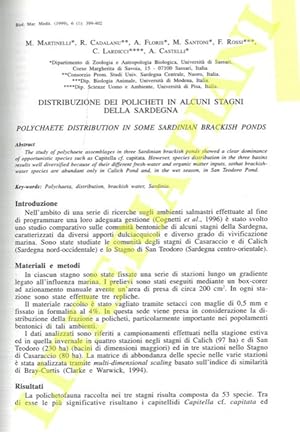 Distribuzione dei policheti in alcuni stagni della Sardegna.