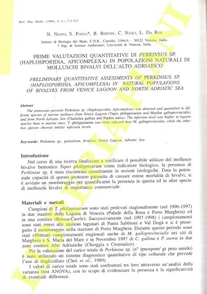 Prime valutazioni quantitative di Perkinsus sp. (Haplosporidia, Apicomplexa) in popolazioni natur...