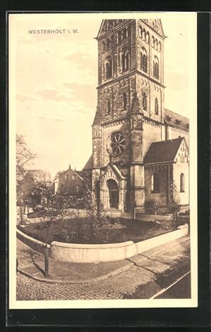Ansichtskarte Westerholt i. W., Kirche mit Grünanlage