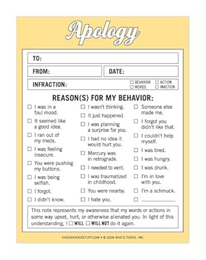 Seller image for Apology : Nifty Note for sale by GreatBookPrices