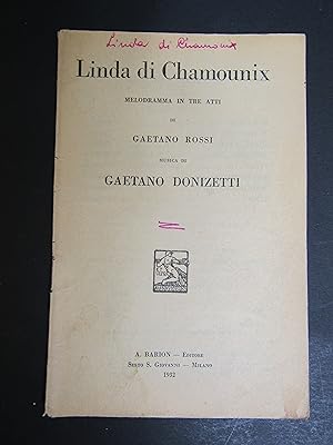 Donizetti. Linda di Chamounix. A. Barion. 1932