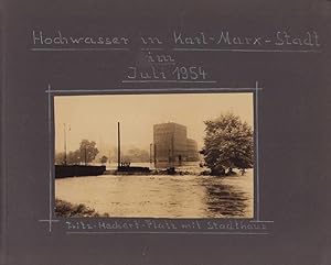 Fotoalbum 63 Fotografien, Ansicht Karl-Marx-Stadt / Chemnitz, Hochwasser 1954, Feuerwache, Stadth...