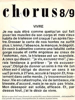 Imagen del vendedor de Revue Choros 8/9,11 septembre 1972 a la venta por JP Livres