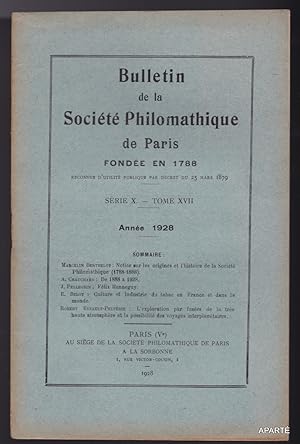 Image du vendeur pour Bulletin de la Socit Philomatique de Paris. Srie X. - Tome XVII _ Anne 1928. mis en vente par Apart