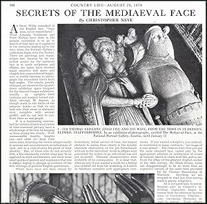 Image du vendeur pour Richard Beauchamp, Earl of Warwick ; Sir Thomas Arderne & His Wife ; William of Wykeham, Bishop of Winchester, & an unknown Knight in Dorchester Abbey : Secrets of The Mediaeval Face. Several pictures and accompanying text, removed from an original issue of Country Life Magazine, 1974. mis en vente par Cosmo Books