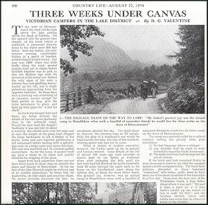Image du vendeur pour Victorian Campers in The Lake District : Three Weeks Under Canvas. Several pictures and accompanying text, removed from an original issue of Country Life Magazine, 1974. mis en vente par Cosmo Books