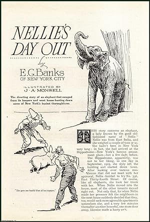 Bild des Verkufers fr Nellie's Day out : the diverting story of an elephant that escaped from its keepers & went house-hunting down some of New York's busiest thoroughfares. This is an uncommon original article from the Wide World Magazine, 1920. zum Verkauf von Cosmo Books