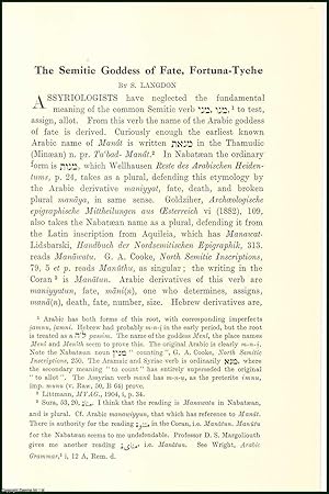 Seller image for The Semitic Goddess of Fate, Fortuna-Tyche. An uncommon original article from the Royal Asiatic Society , 1930. for sale by Cosmo Books