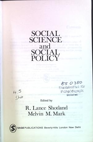 Bild des Verkufers fr Social Science and Social Policy. zum Verkauf von books4less (Versandantiquariat Petra Gros GmbH & Co. KG)