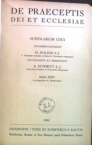 Image du vendeur pour De Praeceptis dei et Ecclesiae. Summa Theologiae Moralis Iuxta Codicem Iuris Canonici. II. mis en vente par books4less (Versandantiquariat Petra Gros GmbH & Co. KG)