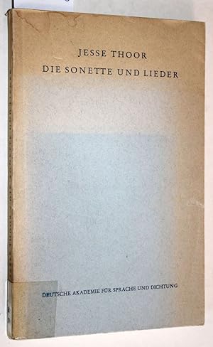 Seller image for Die Sonette und Lieder. for sale by Versandantiquariat Kerstin Daras