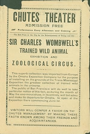 Chutes Theater: Sir Charles Wombwell's Trained Wild Animal Exhibition and Zoological Circus (San ...