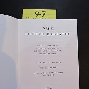 Bild des Verkufers fr Neue Deutsche Biographie - Band 21: Ptter - Rohlfs (CD fehlt) zum Verkauf von Bookstore-Online