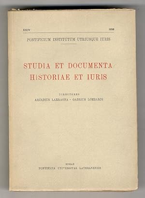 Die Hinterlegung der geschuldeten Leistung im römischen Recht. (In: "Studia et Documenta Historia...