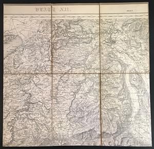 Topographische Karte der Schweiz (Dufourkarte), Blatt XII: Freyburg, Bern, Massstab 1:100'000.