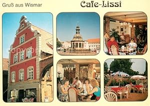 Postkarte Carte Postale 73755481 Wismar Mecklenburg Wasserkunst am Markt Cafe Lissi Gaststube Ter...