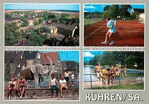 Postkarte Carte Postale 73755514 Kuehren Wurzen Blick vom Kirchturm Wappentier Marktplatz Tennisp...