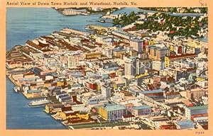 Postkarte Carte Postale 73761614 Norfolk Virginia Aerial View of Down Town Norfolk and Waterfront