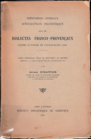 Phénomènes généraux d'évolution phonétique dans les dialectes franco-provençaux d'après le parler...