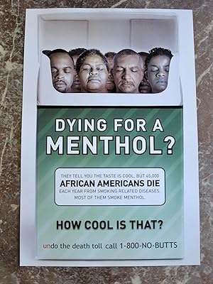 DYING FOR A MENTHOL? Rare Original Award Winning Poster DEAD BLACK SMOKERS IN A PACK OF CIGARETTE...