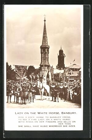 Bild des Verkufers fr Postcard Banbury, Lady on the White Horse, Parade vor dem Banbury Cross zum Verkauf von Bartko-Reher