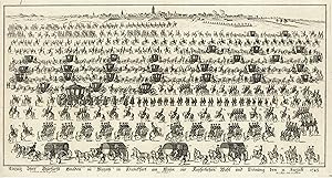 Bild des Verkufers fr Gesamtansicht mit Einzug in die Stadt zur Wahl und Krnung des Kaisers am 31. August 1745 ('Einzug Ihro Churfrstl. Gnaden zu Mayntz in Franckfurt am Mayn zur Kayserlichen Wahl und Crnung. den 31. August 1745.'). zum Verkauf von Antiquariat Norbert Haas