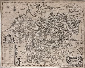 GERMANIAE veteris nova descriptio - (große Deutschland-Kupferstichkarte / 1657)