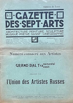 GAZETTE DES SEPT ARTS: GRAND BAL DES ARTISTES TRAVESTI TRANSMENTAL 1923 (Nr. 4-5, Delux edition)