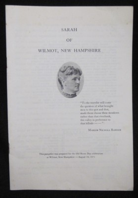 Image du vendeur pour Sarah of Wilmot, New Hampshire mis en vente par Reflection Publications