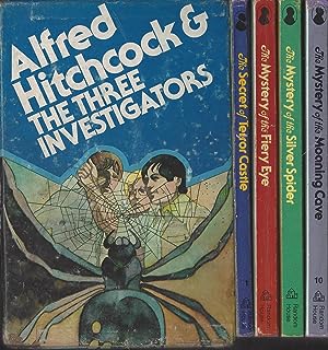 Seller image for ALFRED HITCHCOCK AND THE THREE INVESTIGATORS SLIPCASE SET OF 4 PBS - INCLUDES #1 THE SECRET OF TERROR CASTLE, #7 THE MYSTERY OF THE FIERY EYE, #8 THE MYSTERY OF SILVER SPIDER, #10 - THE MYSTERY OF THE MOANING CAVE for sale by Far North Collectible Books