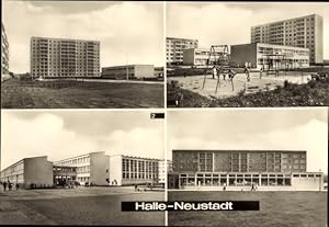 Ansichtskarte / Postkarte Neustadt Halle an der Saale, Wohnhäuser, Spielplatz, Kindergarten Pitti...