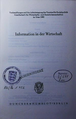 Bild des Verkufers fr Information in der Wirtschaft. . in Graz, vom 21. - 23. September 1981. zum Verkauf von Antiquariat Bookfarm
