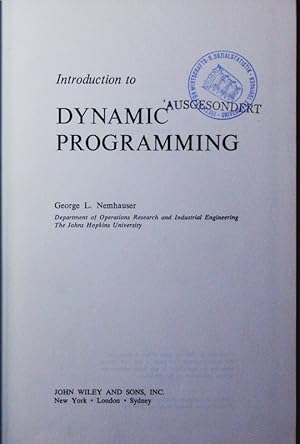 Immagine del venditore per Introduction to dynamic programming. venduto da Antiquariat Bookfarm