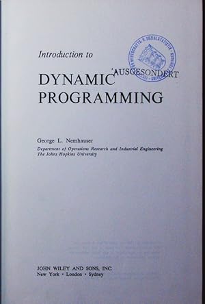 Seller image for Introduction to dynamic programming. for sale by Antiquariat Bookfarm