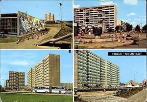 Ansichtskarte / Postkarte Neustadt Halle an der Saale, Hallenschwimmbad, Hochhäuser, Plattenbauten