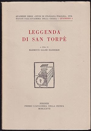 Bild des Verkufers fr Leggenda di San Torp zum Verkauf von Graphem. Kunst- und Buchantiquariat